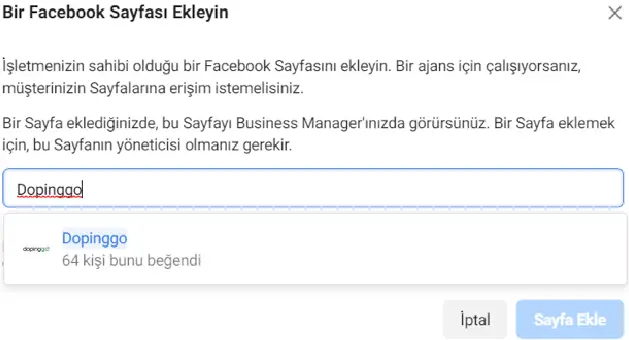 Bir facebook sayfası ekleyin